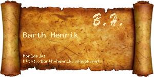 Barth Henrik névjegykártya